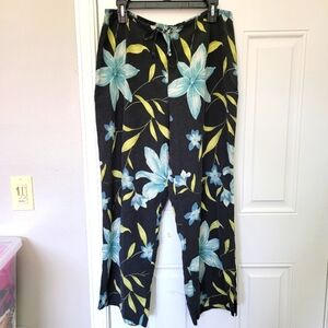 Tommy Bahama 100% Silk Lightweight Tropical Print Back Zip Relaxed Fit Pants 12